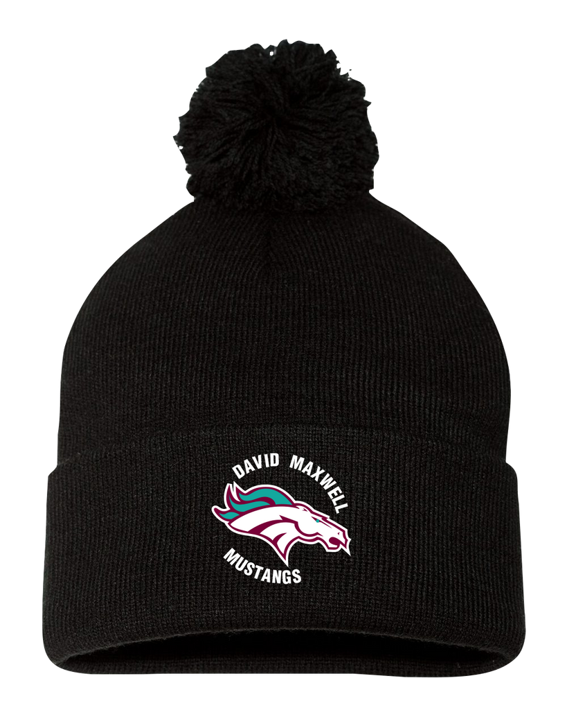 Mustangs Pom-Pom Cuffed Beanie with Embroidered Logo