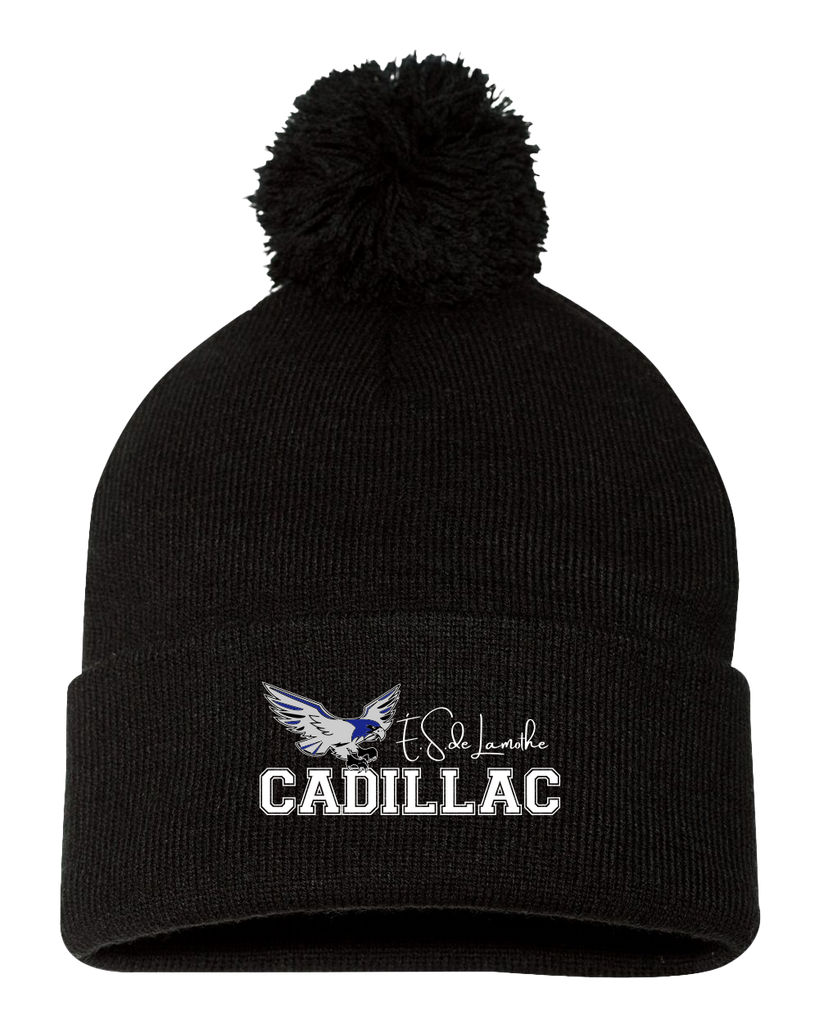 Lamothe-Cadillac Pom-Pom Cuffed Beanie with Embroidered Logo