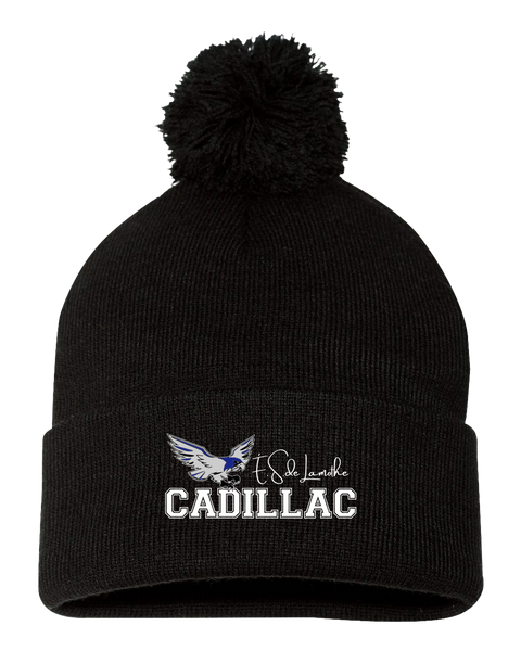 Lamothe-Cadillac Pom-Pom Cuffed Beanie with Embroidered Logo