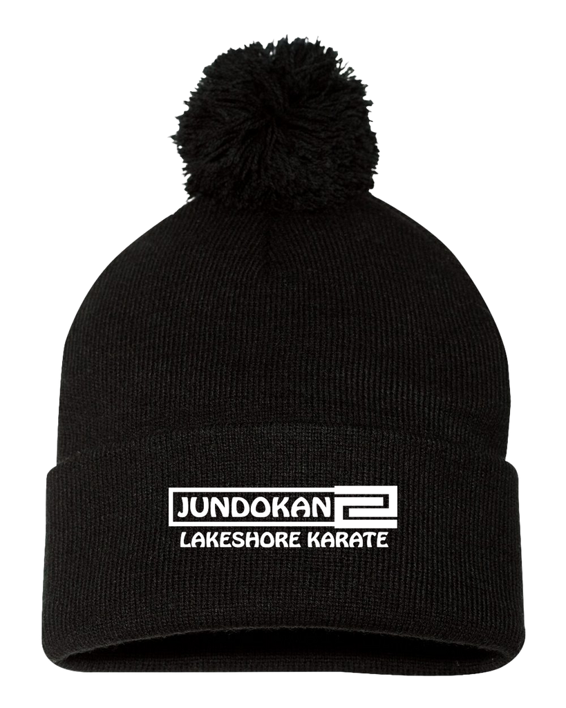 Lakeshore Karate Pom-Pom Cuffed Beanie with Embroidered Logo