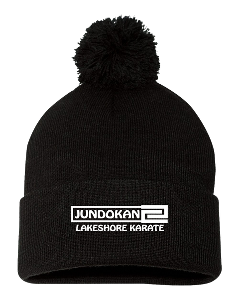 Lakeshore Karate Pom-Pom Cuffed Beanie with Embroidered Logo