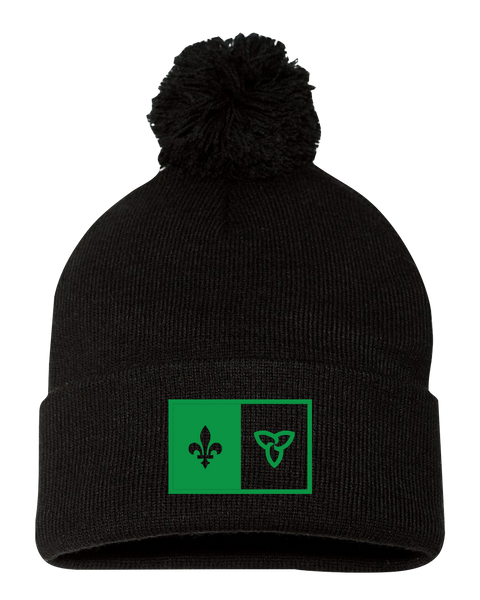 "Franco-Ontarian Flag" Pom-Pom Cuffed Beanie with Embroidered Logo