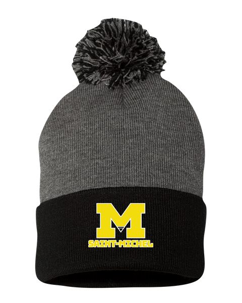 Saint-Michel Pom-Pom Cuffed Beanie with Embroidered Logo