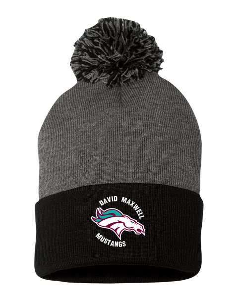 Mustangs Pom-Pom Cuffed Beanie with Embroidered Logo