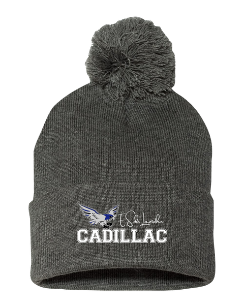 Lamothe-Cadillac Pom-Pom Cuffed Beanie with Embroidered Logo