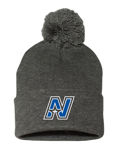 North Star Pom-Pom Cuffed Beanie with Embroidered Logo