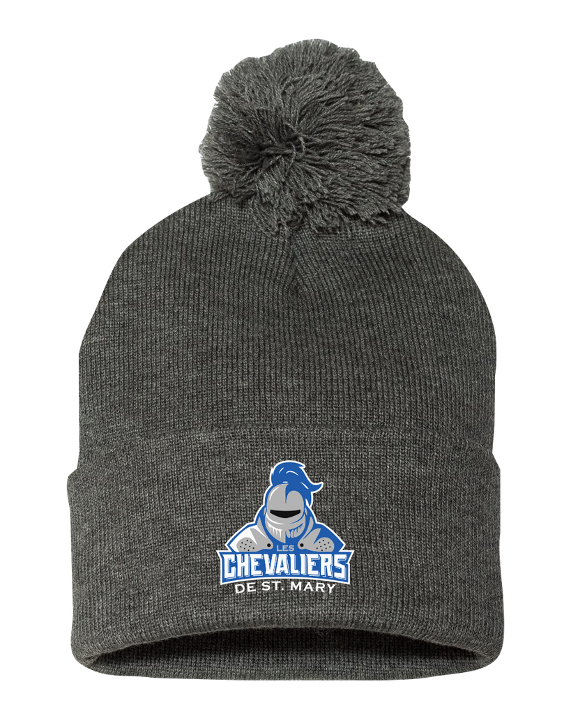 Les Chevaliers De St. Mary Pom-Pom Cuffed Beanie with Embroidered Logo