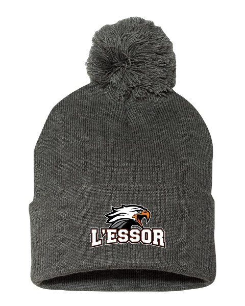 L'Essor Pom-Pom Cuffed Beanie with Embroidered Logo