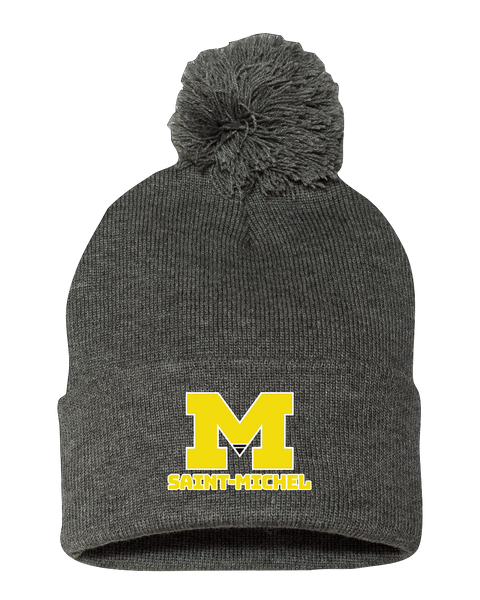 Saint-Michel Pom-Pom Cuffed Beanie with Embroidered Logo