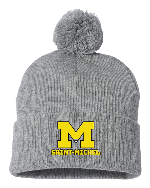 Saint-Michel Pom-Pom Cuffed Beanie with Embroidered Logo