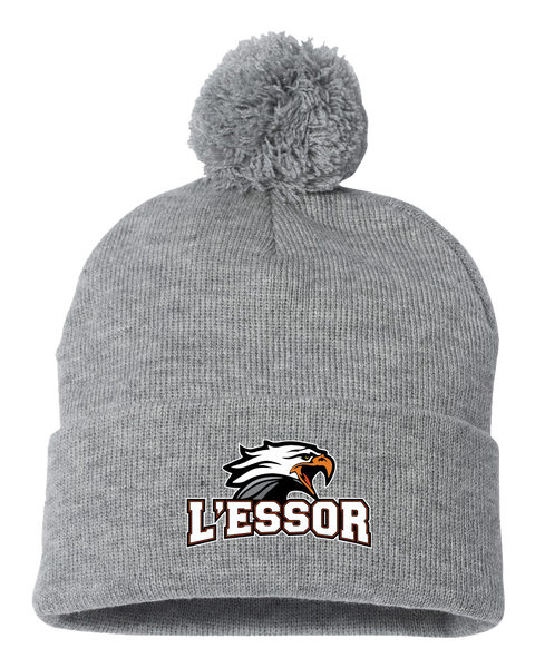 L'Essor Pom-Pom Cuffed Beanie with Embroidered Logo