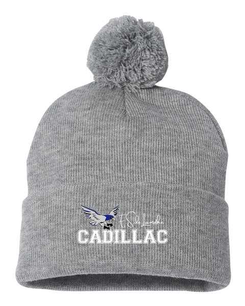Lamothe-Cadillac Pom-Pom Cuffed Beanie with Embroidered Logo