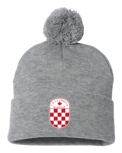 WINCRO Pom-Pom Cuffed Beanie with Embroidered Logo