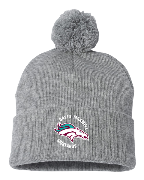 Mustangs Pom-Pom Cuffed Beanie with Embroidered Logo