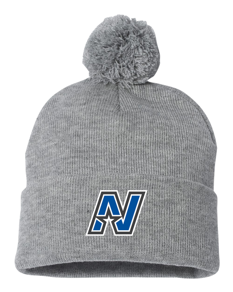 North Star Pom-Pom Cuffed Beanie with Embroidered Logo