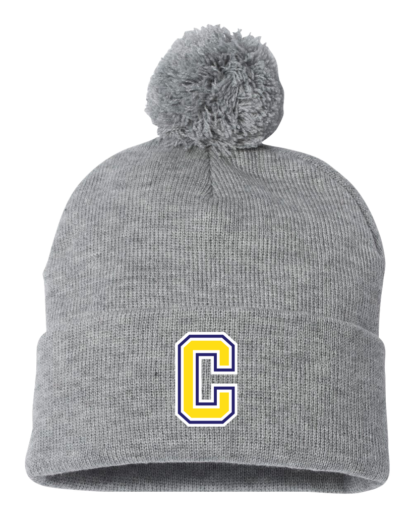 Central Baseball Pom-Pom Cuffed Beanie with Embroidered Logo
