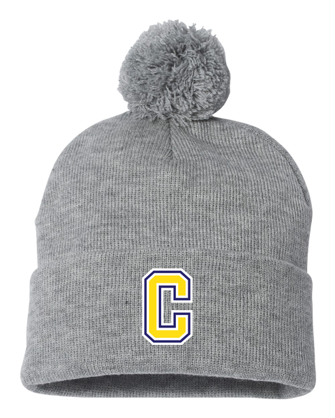 Central Baseball Pom-Pom Cuffed Beanie with Embroidered Logo