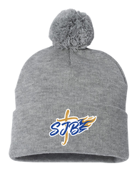 St. John the Baptist Pom-Pom Cuffed Beanie with Embroidered Logo