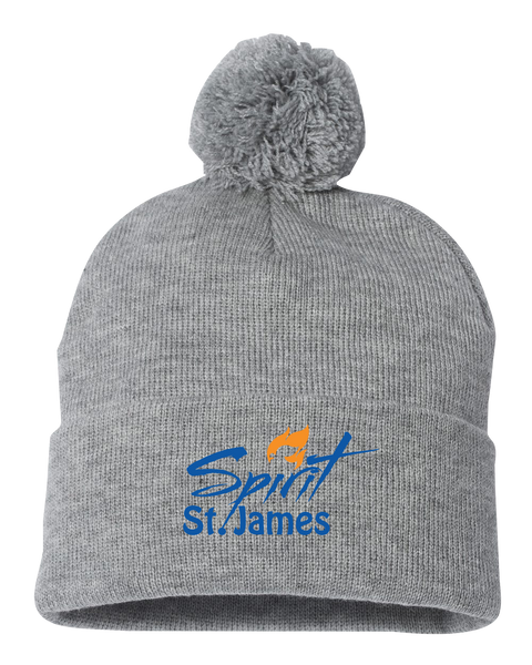 St. James Pom-Pom Cuffed Beanie with Embroidered Logo