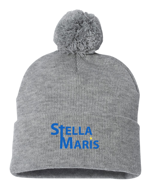 Stella Maris Pom-Pom Cuffed Beanie with Embroidered Logo