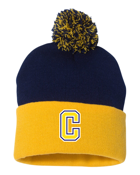 Central Baseball Pom-Pom Cuffed Beanie with Embroidered Logo