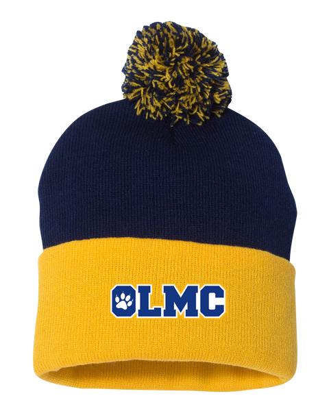 OLMC Cougars Pom-Pom Cuffed Beanie with Embroidered Logo