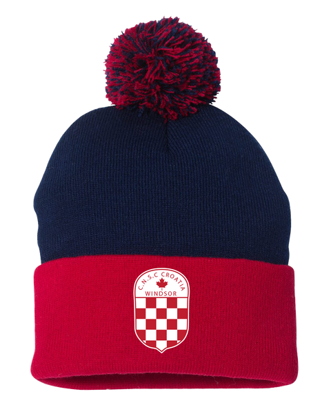 WINCRO Pom-Pom Cuffed Beanie with Embroidered Logo