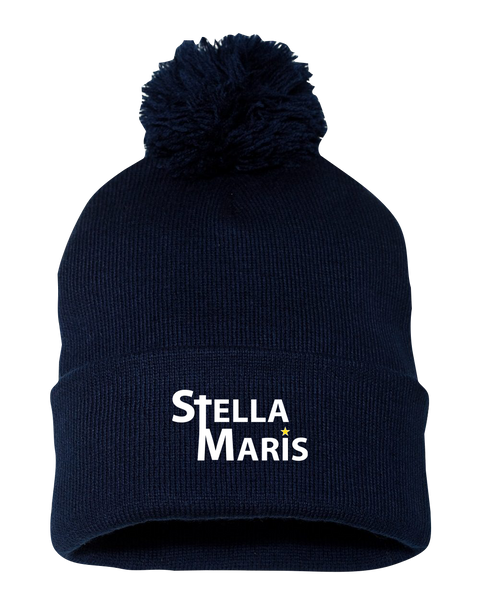 Stella Maris Pom-Pom Cuffed Beanie with Embroidered Logo