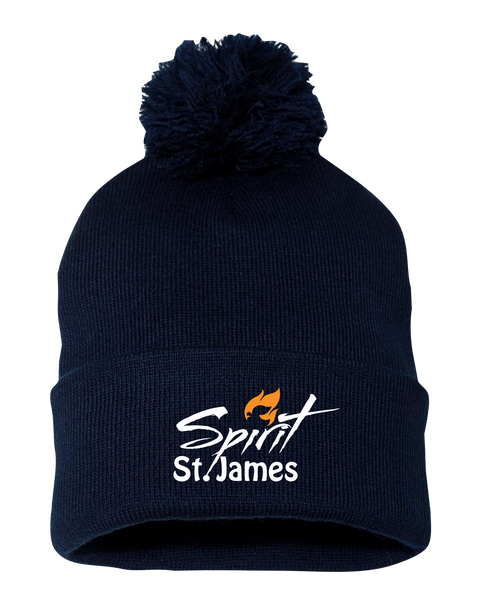 St. James Pom-Pom Cuffed Beanie with Embroidered Logo