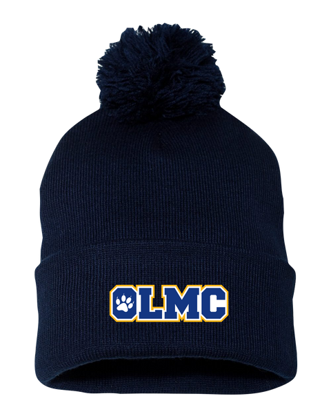 OLMC Cougars Pom-Pom Cuffed Beanie with Embroidered Logo
