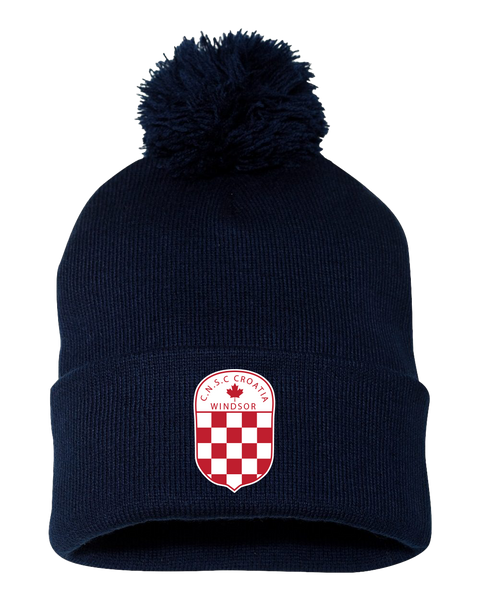 WINCRO Pom-Pom Cuffed Beanie with Embroidered Logo