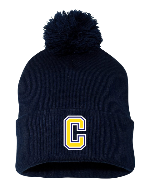Central Baseball Pom-Pom Cuffed Beanie with Embroidered Logo