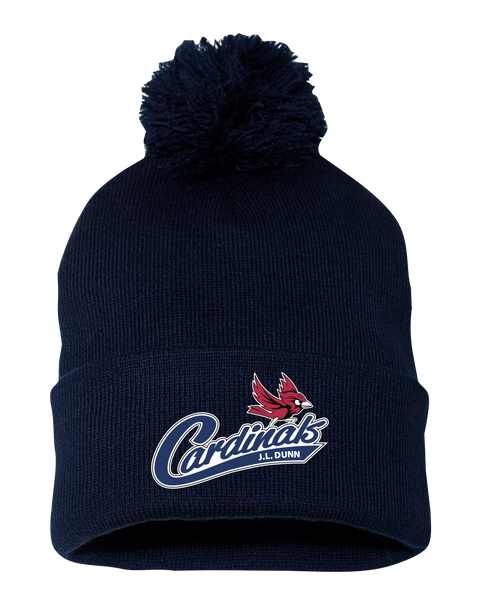 J.L. Dunn Pom-Pom Cuffed Beanie with Embroidered Logo