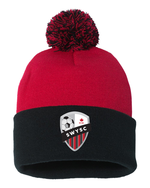 SWYSC Pom-Pom Cuffed Beanie with Embroidered Logo