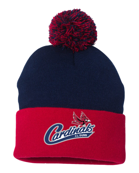 J.L. Dunn Pom-Pom Cuffed Beanie with Embroidered Logo