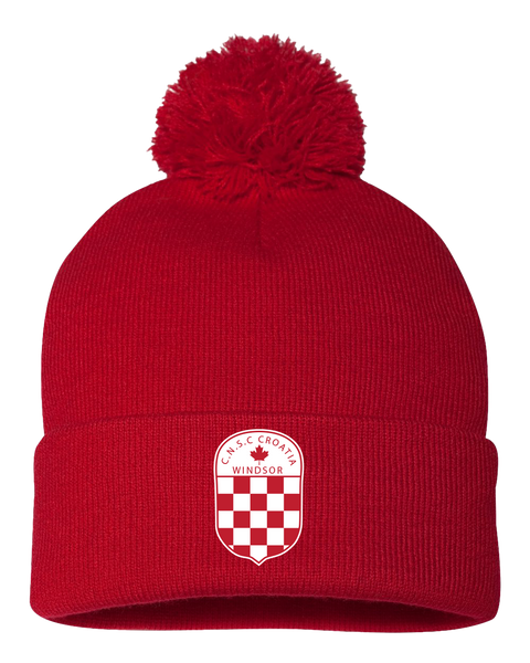 WINCRO Pom-Pom Cuffed Beanie with Embroidered Logo