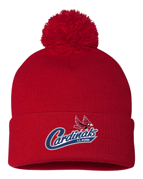 J.L. Dunn Pom-Pom Cuffed Beanie with Embroidered Logo