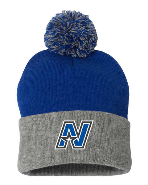 North Star Pom-Pom Cuffed Beanie with Embroidered Logo