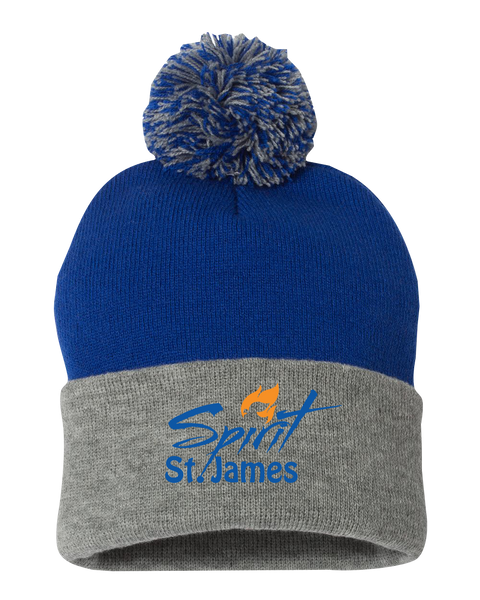 St. James Pom-Pom Cuffed Beanie with Embroidered Logo