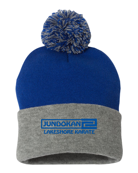 Lakeshore Karate Pom-Pom Cuffed Beanie with Embroidered Logo