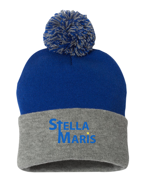 Stella Maris Pom-Pom Cuffed Beanie with Embroidered Logo