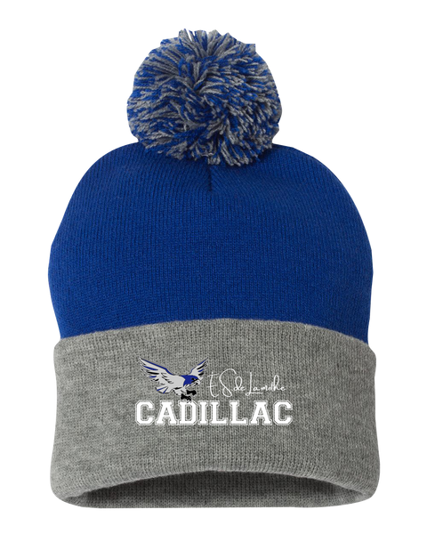 Lamothe-Cadillac Pom-Pom Cuffed Beanie with Embroidered Logo