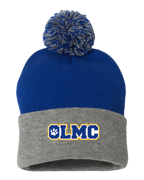 OLMC Cougars Pom-Pom Cuffed Beanie with Embroidered Logo