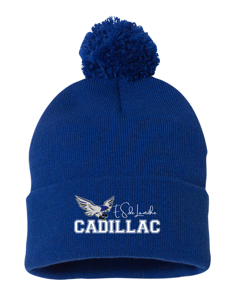Lamothe-Cadillac Pom-Pom Cuffed Beanie with Embroidered Logo