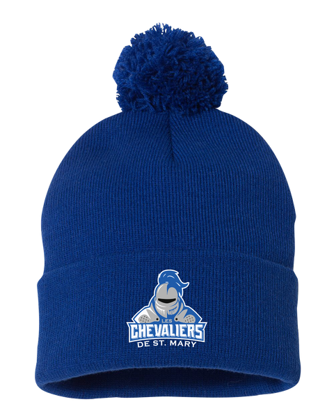 Les Chevaliers De St. Mary Pom-Pom Cuffed Beanie with Embroidered Logo