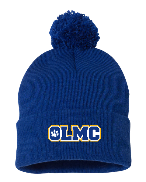 OLMC Cougars Pom-Pom Cuffed Beanie with Embroidered Logo