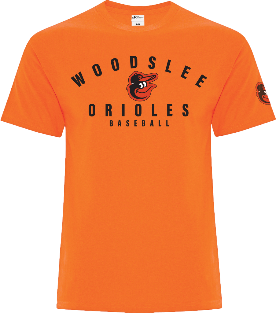 Orioles Adult Cotton T-Shirt with Printed Logo with Sleeve Logo