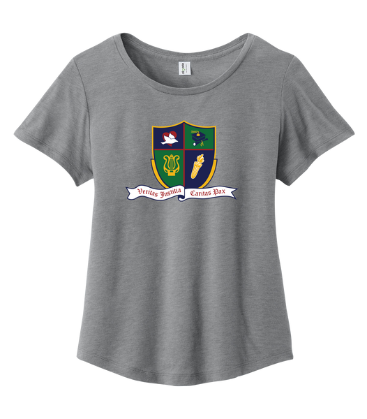 Ste. Cécile Adult Relaxed Tri-Bland Scoop NeckT-Shirt with Printed logo