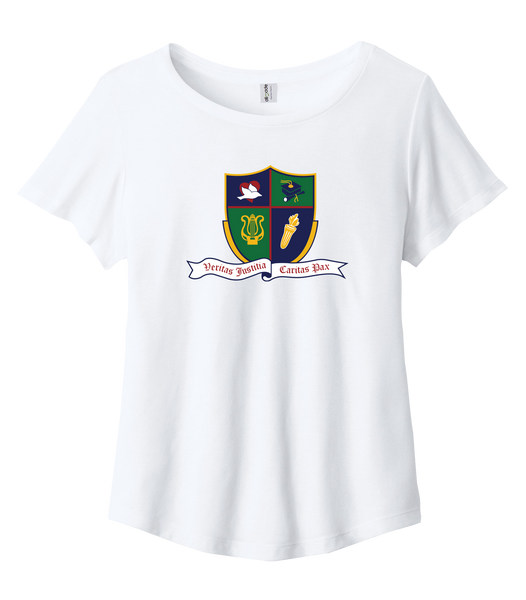 Ste. Cécile Adult Relaxed Tri-Bland Scoop NeckT-Shirt with Printed logo