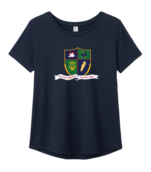 Ste. Cécile Adult Relaxed Tri-Bland Scoop NeckT-Shirt with Printed logo